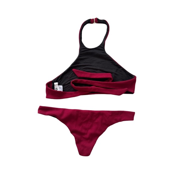 Beach Riot Burgundy Halter Style Bikini - Picture 3 of 6